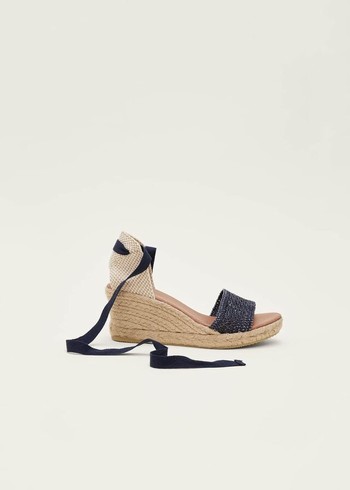 Phase Eight Weave Espadrille Flats Navy Canada | ZVKMJT-736